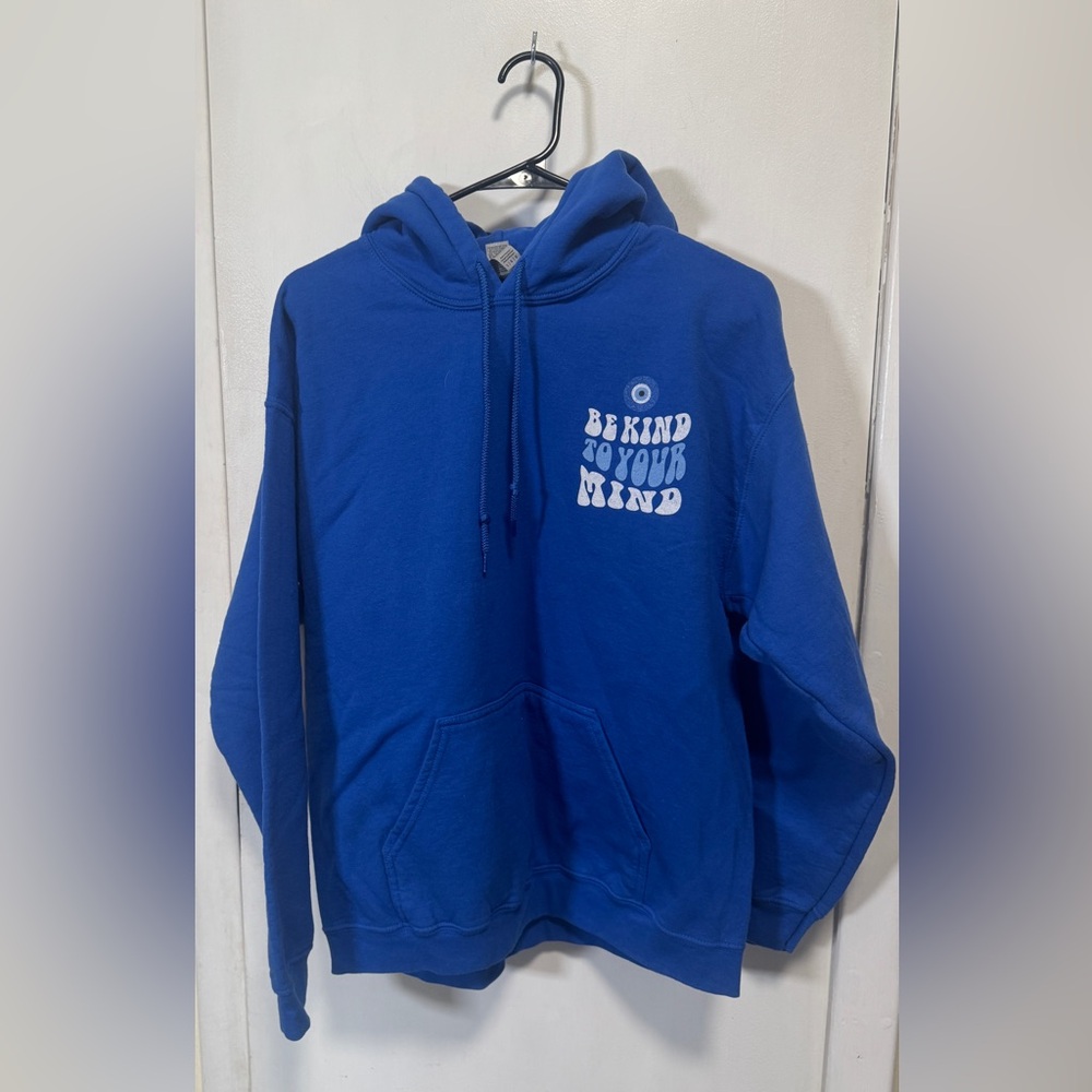Gildan Royal Blue 'Be Kind To Your Mind' Zip-Up Style Hoodie